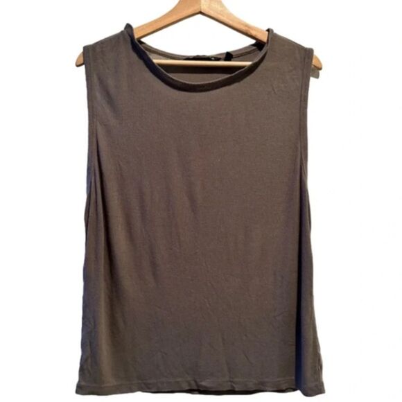 Athleta gray ribbed sleeveless shirt small workout athleisure activewear jogging - Picture 2 of 2